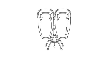 Obraz premium Musical instrument percussion drums set on stand line art