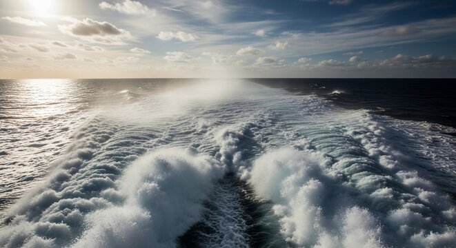 Ocean waves wake