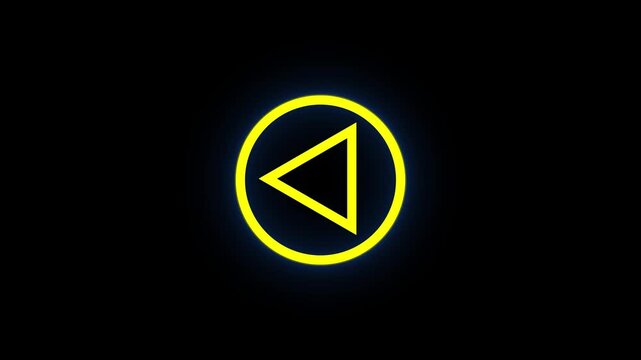 Minimalist yellow colore video play button icon on a black background, alpha channel