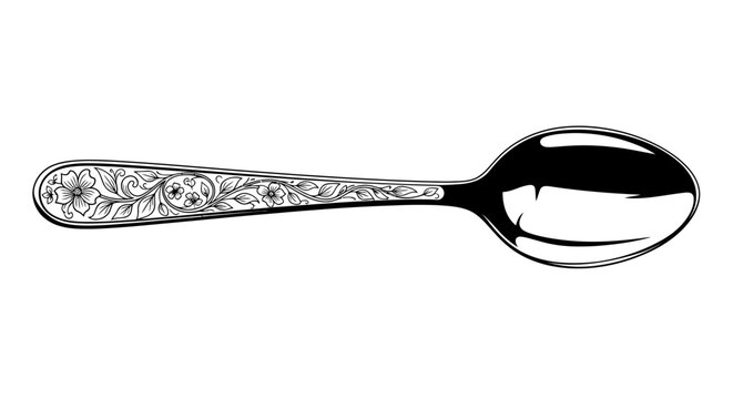 Elegant silver spoon with intricate floral engraving detail