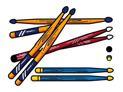 drumstick vector collection of colorful percussion equipment