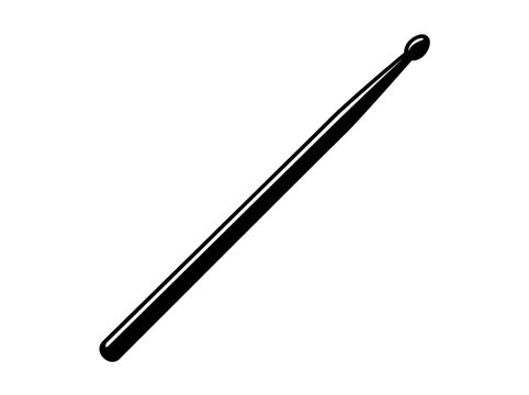 Single black drumstick vector silhouette isolated on white background