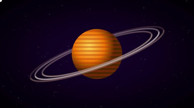 Animated saturn planet with rings rotating in deep space animation 4k background, for astronomy and, science education projects