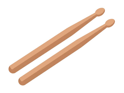Pair of wooden drumstick vector isolated on white