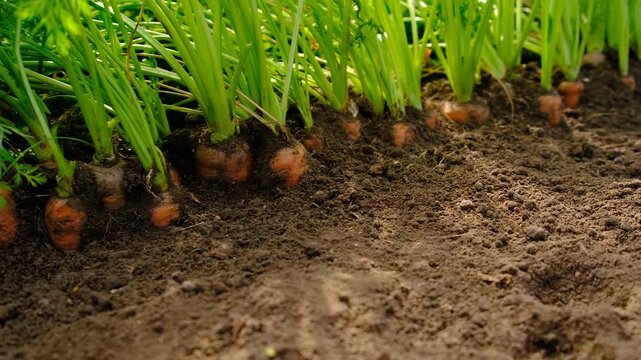 Carrot harvest in the garden. Selective focus.
