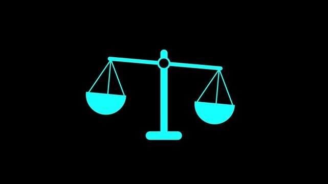 Judgement law justice animation scale. Fairness scales of justice. 4K video motion graphic animation.