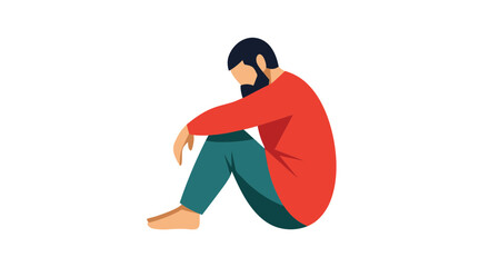 Fototapeta premium Sad man sitting with head down in deep contemplation