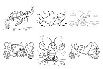 Fototapeta premium Cute Mermaid with Anchor Coloring Page for Kids Ocean Adventure Outline