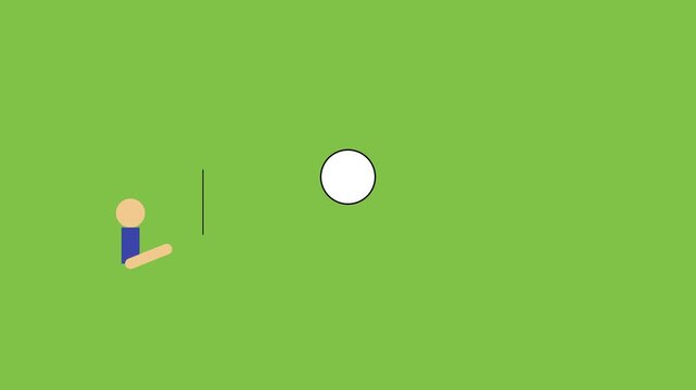 Minimalist 2 d animation of a person jumping over a rotating pendulum bar on green screen 4k 2d animation