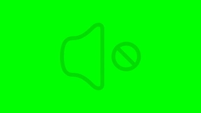 Animated Mute Icon on Green Screen Background.