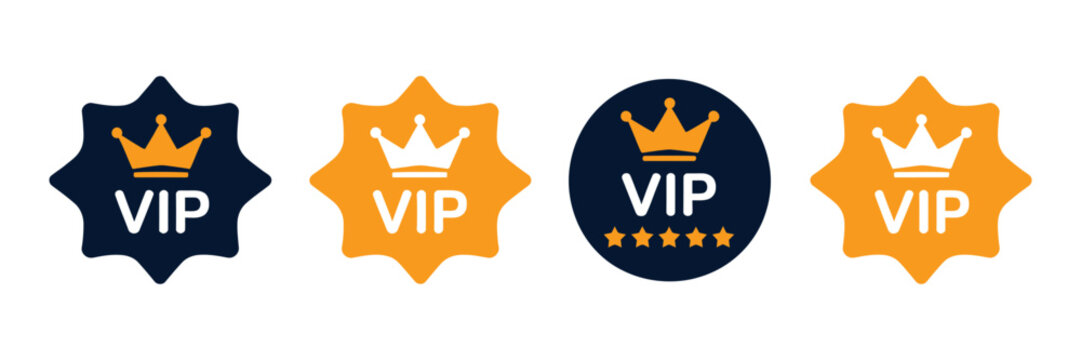 VIP badge vector set, very important person labels, premium luxury symbols, exclusive membership