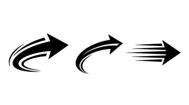 Speed Arrow Vector Illustration, Fast Movement Direction and Forward Motion Symbol Set