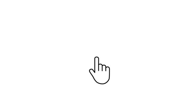 Animated hand mouse cursor on white background, with click and accent Motion graphic 4k animation video.