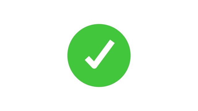 Animated reveal of a white checkmark icon in a green circle. Isolated on a white background.4k animation video.