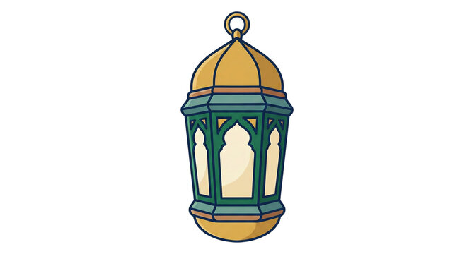 Decorative traditional Islamic lantern isolated on a white background for Ramadan celebration.