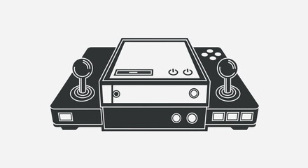 Retro video game console with joysticks and controller buttons © Kenari
