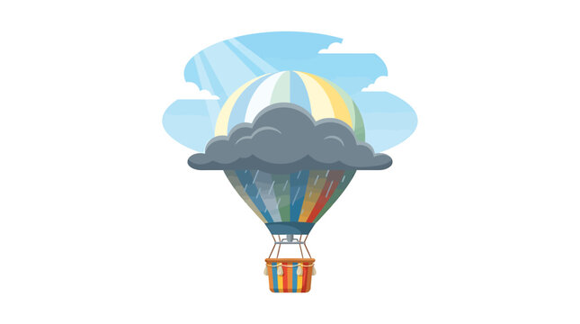 Raincloud Floating Away in a Hot Air Balloon