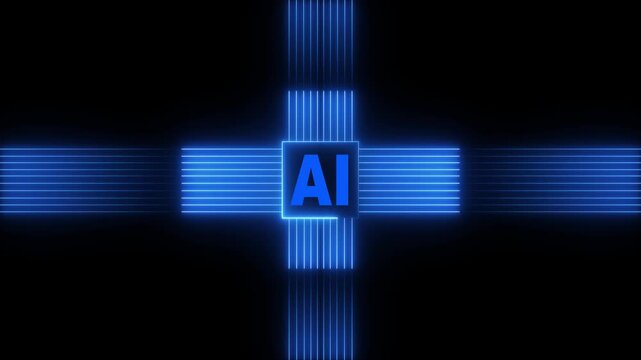 Neon Innovative Advanced AI Chip Artificial intelligence chipset circuit board futuristic concept technology computer chipset.