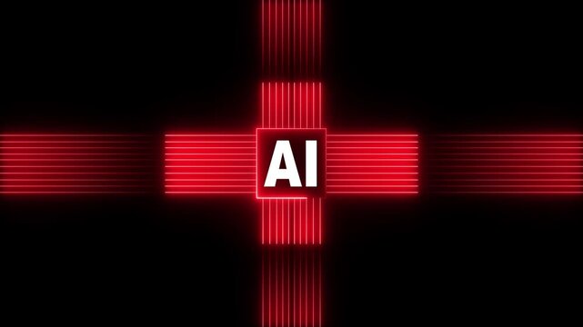 Neon Innovative Advanced AI Chip Artificial intelligence chipset circuit board futuristic concept technology computer chipset.