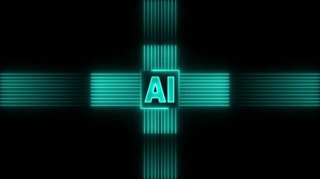 Neon Innovative Advanced AI Chip Artificial intelligence chipset circuit board futuristic concept technology computer chipset.