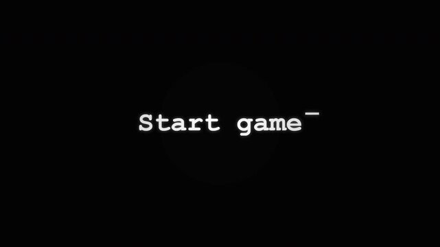 Retro 8-bit Start Game Typing Animation with Blinking Cursor