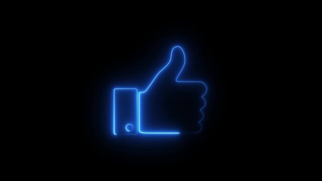 Neon like icon. neon like icon.Bright neon like sign on Motion graphic 4k animation video on black background.