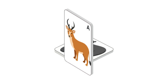 Animal alphabet flashcards with antelope and letter a