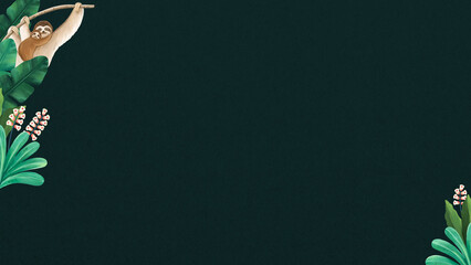 Fototapeta premium Wild sloth border desktop wallpaper, green textured design