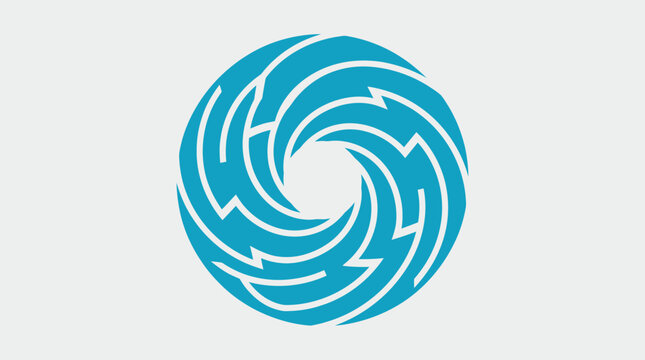 Blue circular vortex tech logo icon on white background.