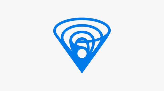 Blue concentric lines forming funnel logo icon.
