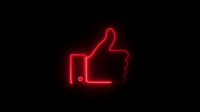 Neon like icon. neon like icon.Bright neon like sign on Motion graphic 4k animation video on black background.