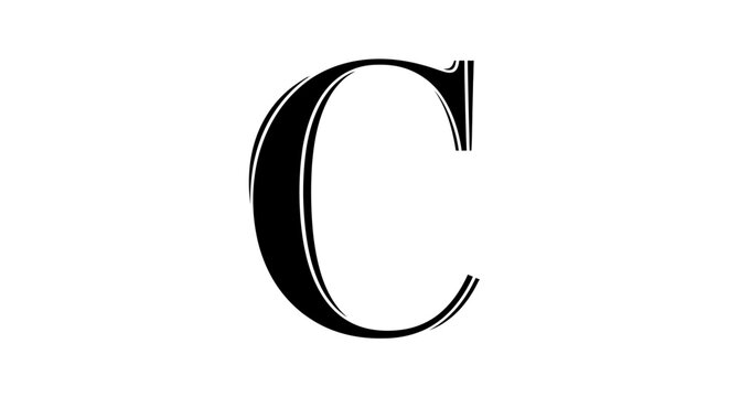 Elegant black letter c monogram alphabet symbol isolated