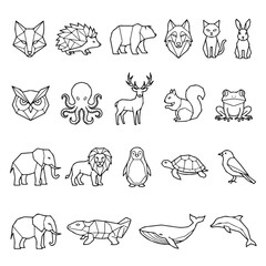 Obraz premium Animals Geometric Outline Collection for Modern Design and Educational Resources