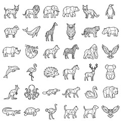 Fototapeta premium Geometric Abstract Animal Icons for Modern Design and Educational Infographics Elements