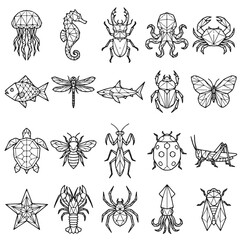 Fototapeta premium Geometric Animal Collection Vector Graphics Illustration for Design Projects