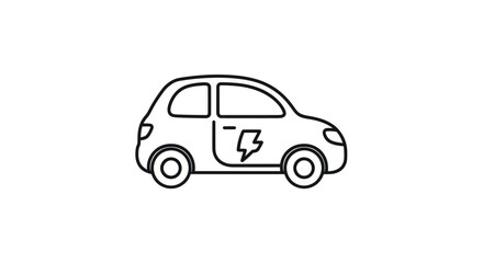 Fototapeta premium Small electric car with lightning bolt symbol on the door