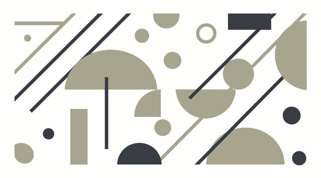 Minimalist graphic pattern featuring intersecting lines and semicircle shapes on white base.