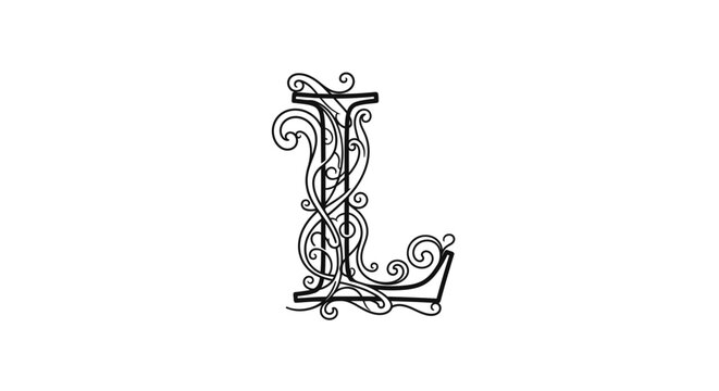Ornate decorative letter l monogram with swirls and flourishes