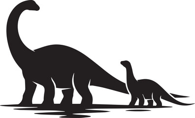 Sauropod Dinosaur Family Silhouette Vector Illustration © Amir