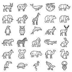 Fototapeta premium Animal Geometric Icons Collection Showcasing Diverse Wildlife for Modern Design Projects