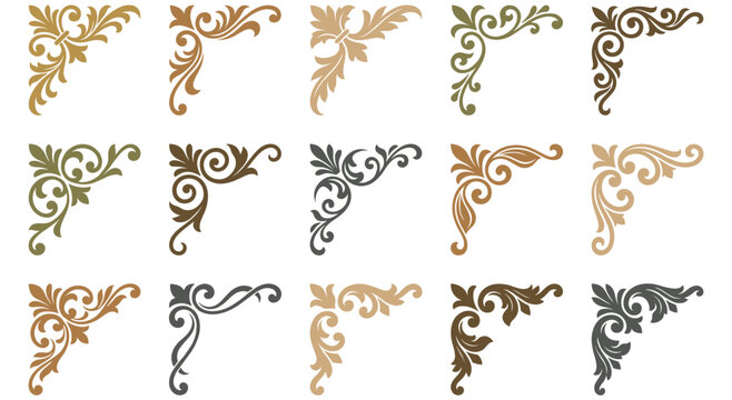 Ornate vintage corner borders set with classic floral scroll patterns.