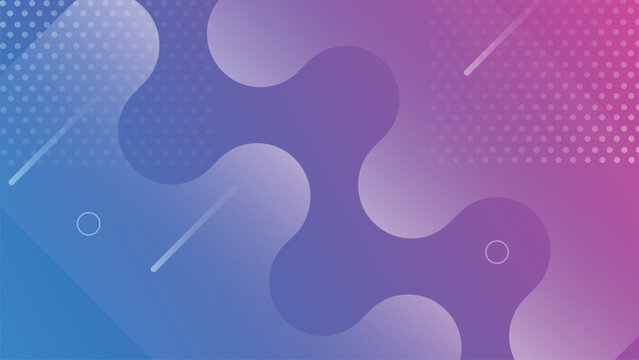 Abstract fluid shapes in pastel gradient colors with halftone dots background