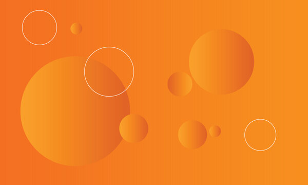 Abstract orange circles and spheres vector illustration on a solid orange background