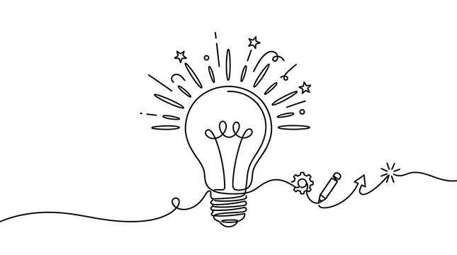 Illustration of lightbulb with creative ideas and inspiration elements