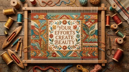Obraz premium Textile Art Project: Handwoven Tapestry with Inspirational Quote 