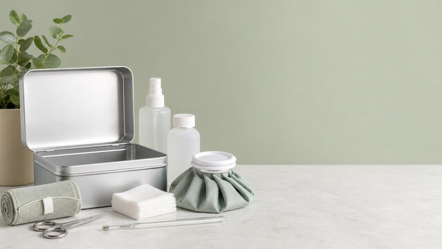 Reusable Low Waste First Aid Kit with Copy Space