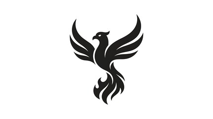 Fototapeta premium Phoenix bird logo design, stylized mythical fire bird icon isolated on white background