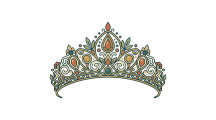 Ornate jeweled royal tiara crown illustration. © bakso
