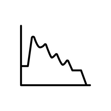 Linear icon of an RTA frequency spectrum graph displaying acoustic room response or noise.
