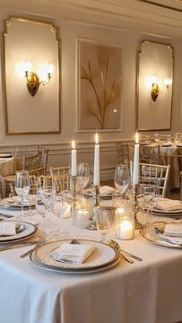 Elegant banquet table in classic interior